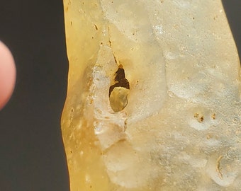 Libyan Desert Glass with Natural Hole, Natural Tektite, 9.9 grams