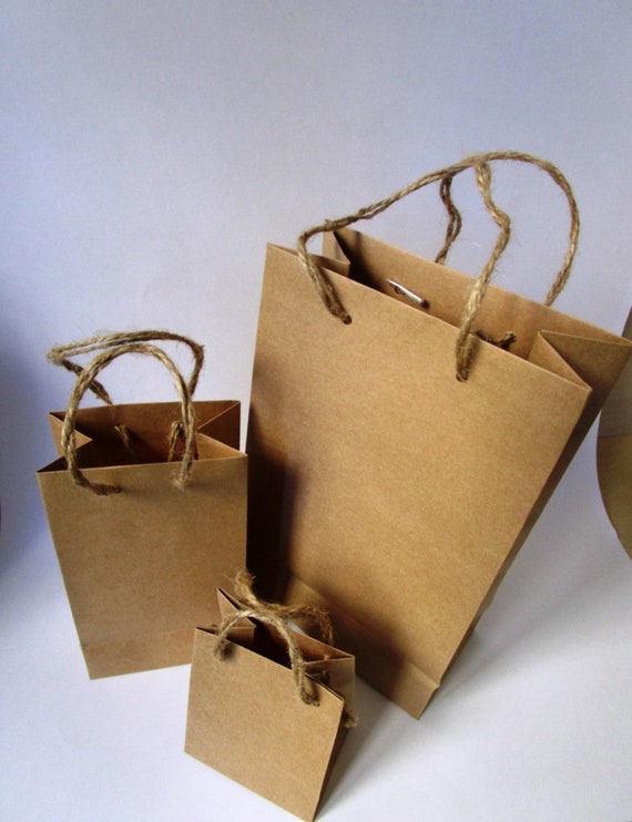 Buy Natural Kraft paper gift bags with paper string handles