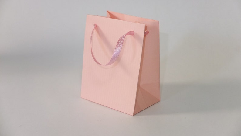 Extra petits sacs cadeaux 4 couleurs avec poignées en ruban à pois Pk. de 10 sacs faits à la main image 2