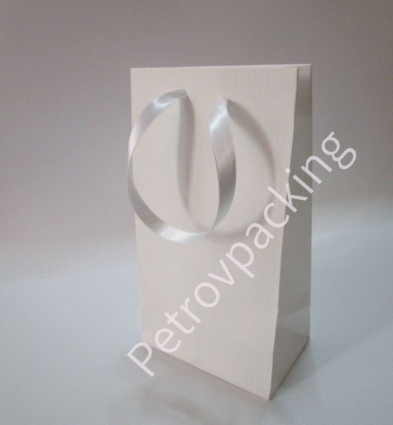 Small White Gift Paper Bags Various Ribbon Colour Handles 10pk Etsy