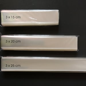 200 sachets cellophane transparent de qualité 3 x 15 cm , 3 x 20 cm ou 3 x 25 cm