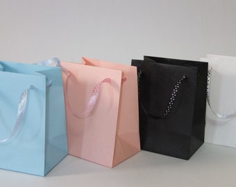 Extra small gift bags 4 colours with polka dot ribbon handles Pk. of 10 hand made bags