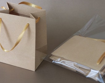 Extra small natural brown kraft paper bags. Hand made. Giveaway Bags, Favour Bag, Birthday .Pack of 10.