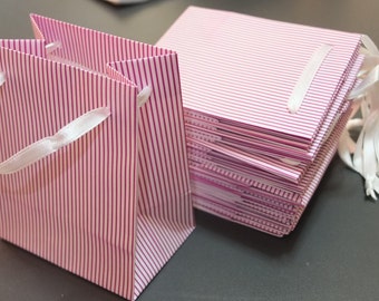 Extra small violet stripe paper gift bags Pk. of 10 handmade