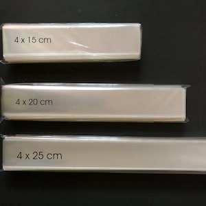 200 sachets cellophane transparent de qualité 4 x 15 cm , 4 x 20 cm ou 4 x 25 cm