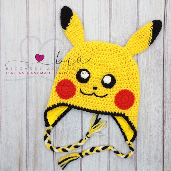 Chapeau Pikachu all'Uncinetto - Néons, Bambini, Adultes