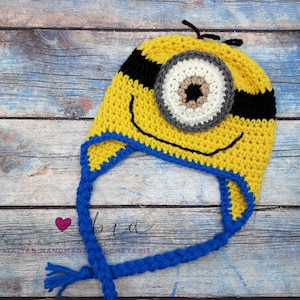 Cappello Minions &quot;Stuart&quot; all&#39;Uncinetto - neonaten, bambini, volwassenen