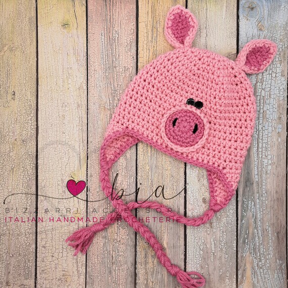 Piggy Crochet Hat - Newborn, Toddler, Child, Adult - Etsy display picture 3