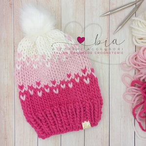 CUORICINI - 3 Colors Hand Knitted Beanie - One Size Teen / Adult
