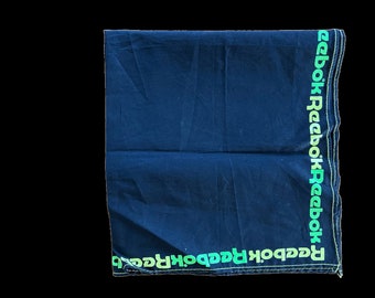 Vintage Reebok Black Cotton Bandana / Scarf / Handkerchief