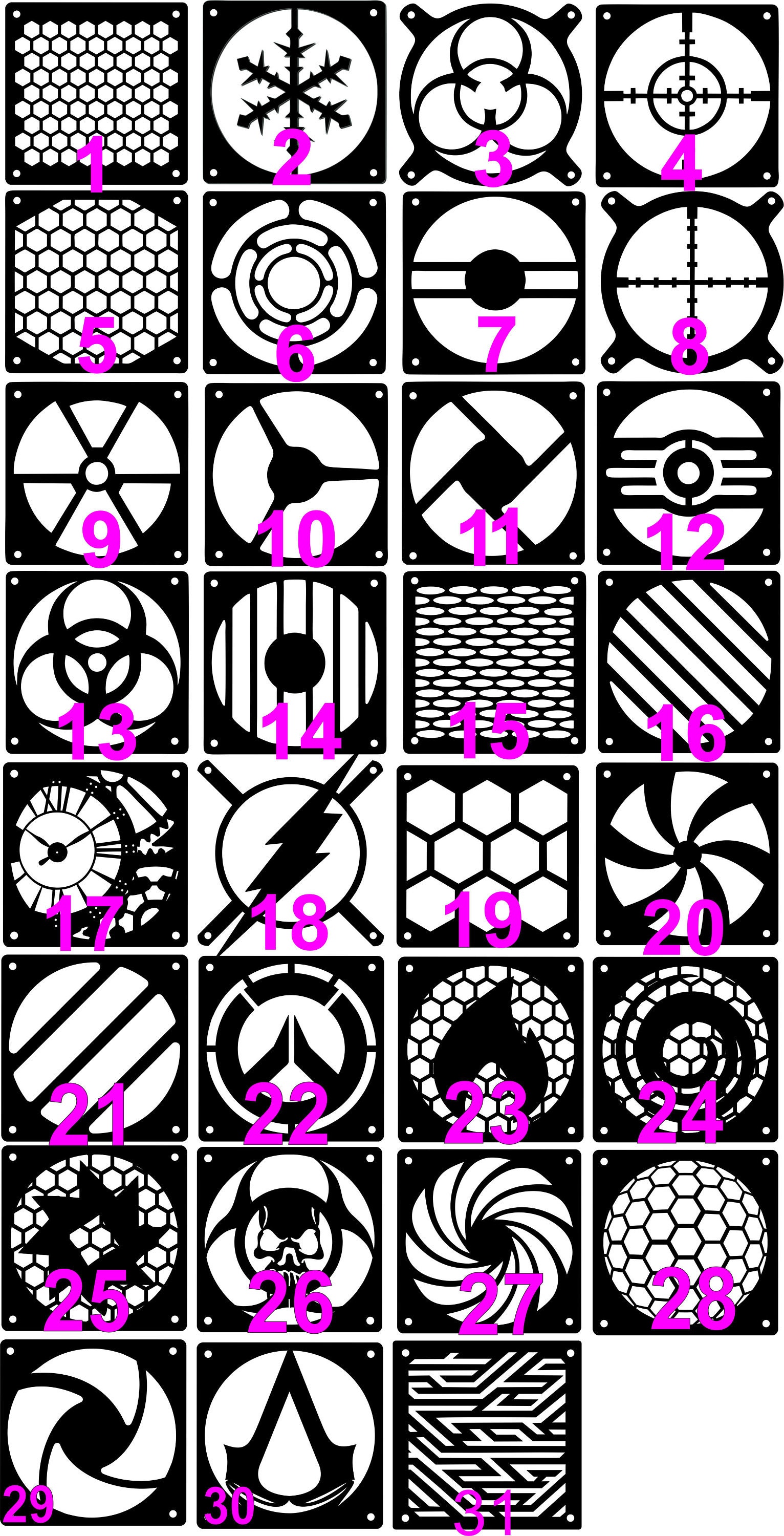 Laser cut computer fan grills 80mm 92mm 120mm 140mm & Etsy