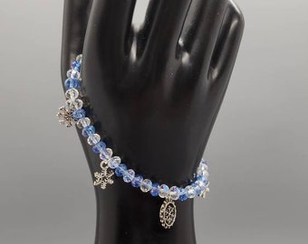 Snowflake Charm & Beaded Bracelet