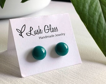 Teal Glass Stud Earrings