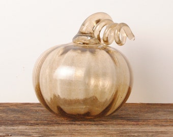 Handmade Blown Glass Pumpkin in Antique Bronze