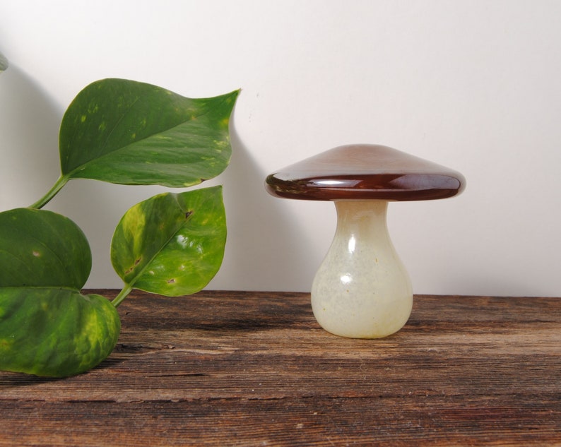 Pink Glass Mushroom Paperweight Sculpture image 6