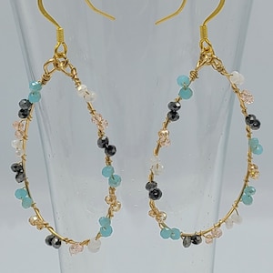 Gold Wire Oval Dangle Earrings