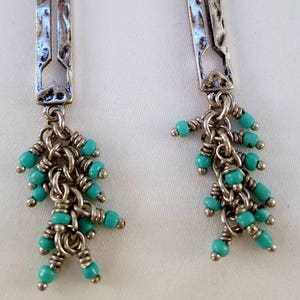 Silver and turquoise dangle earrings image 1