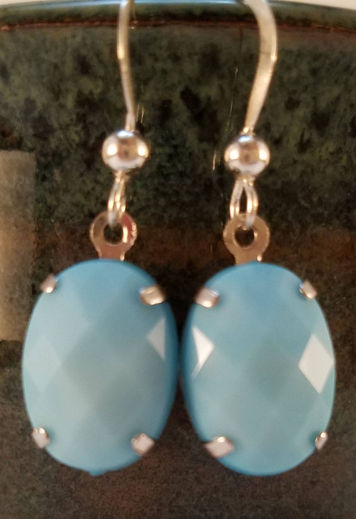 Baby blue dangle earrings Etsy