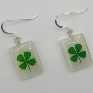 Acrylic 4 Leaf Clover Dangle Earrings