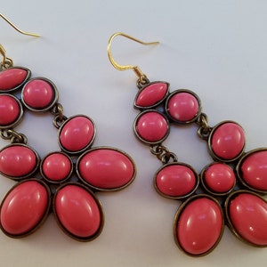 Pink & Gold Bubble Dangle Earrings