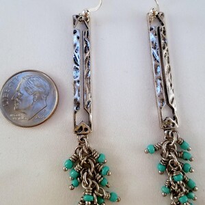 Silver and turquoise dangle earrings image 4