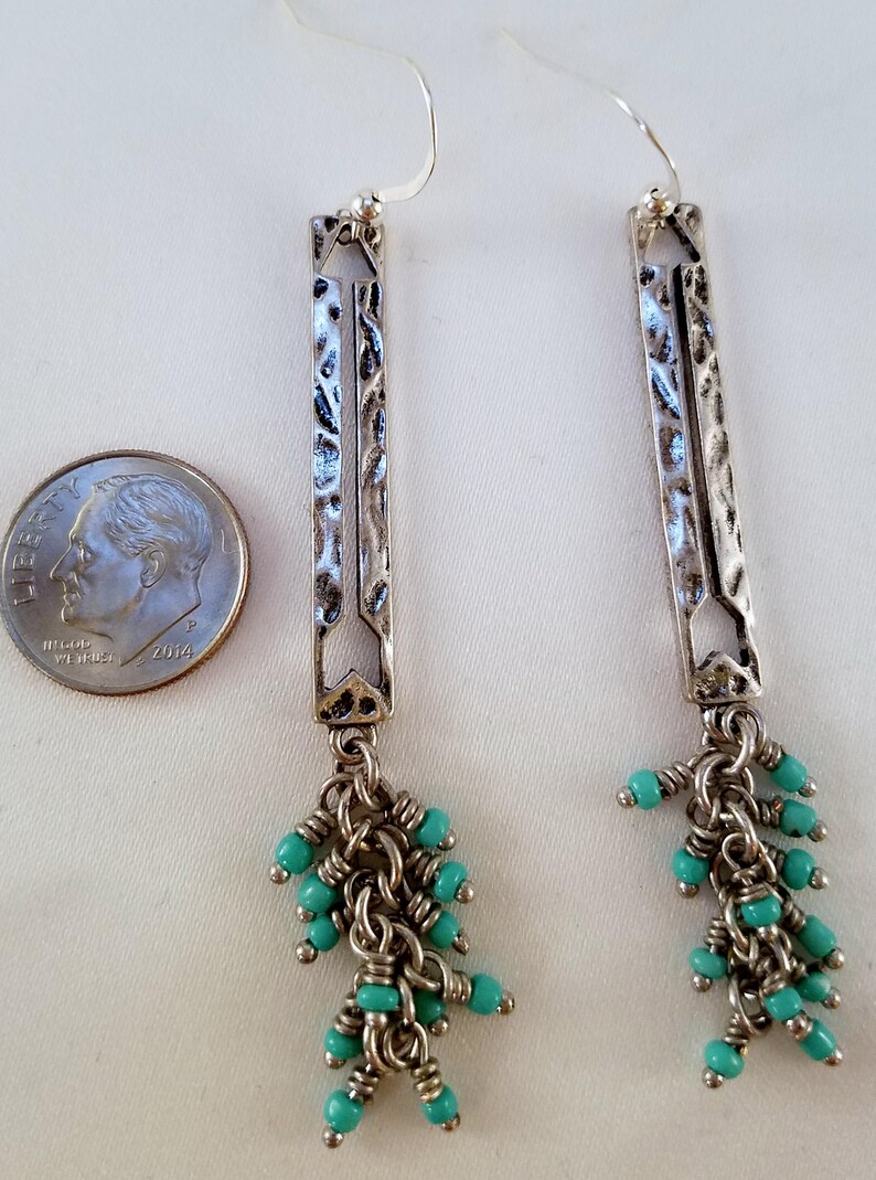 Silver and turquoise dangle earrings image 4