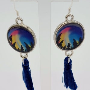 Northern Lights Tasseled Blue Earrings
