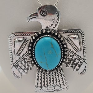 Turquoise & Silver Eagle Necklace and Earring Set
