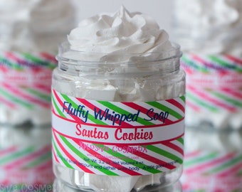 Fluffy Whipped Soap - Santa's Cookies - Soaps, Vegan Friendly, Christmas Cookies Soap, Body Wash, Vanilla Sugar Cookie, Xmas Gift, 4 oz.