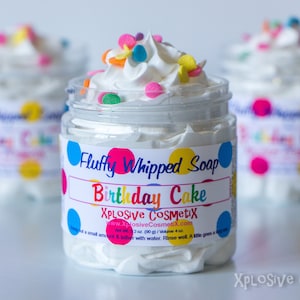 Fluffy Whipped Soap Bath Frosting - Birthday Cake - Soap, Body Wash, Bath Soap, Vegan Soap, Rainbow Sprinkles, Happy Birthday Gift, 4 oz.