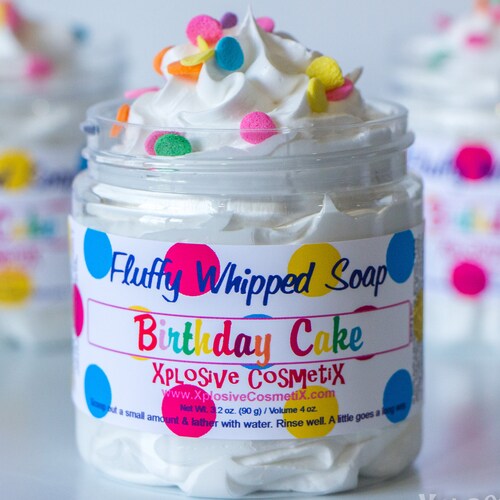 Fluffy Whipped Soap Bath Frosting - Birthday Cake - Soap, Body Wash, Bath Soap, Vegan Soap, Rainbow Sprinkles, Happy Birthday Gift, 4 oz.
