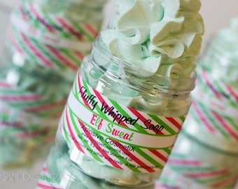 CLEARANCE * Fluffy Whipped Soap - Elf Sweat  - Soaps - Vegan Friendly - Christmas Soap - Candy Scent - Stocking Gift - Body Wash - 4 oz