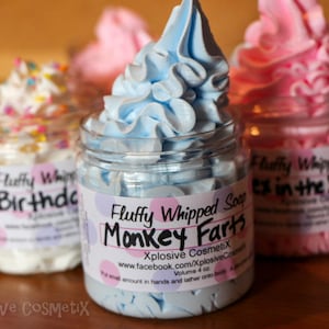 Fluffy Whipped Soap - Monkey Farts - 4 oz. - Vegan Friendly, Body Wash