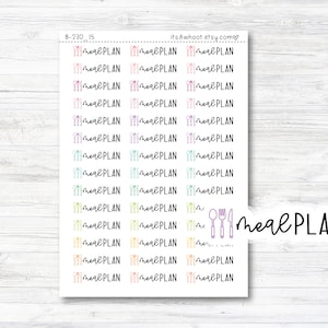 Meal Plan Script Stickers, Meal Plan Planner Stickers, Meal Plan with Silverware Icon Stickers (B230_15)