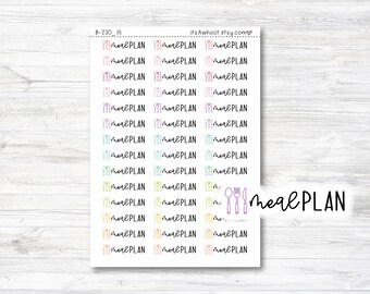 Meal Plan Script Stickers, Meal Plan Planner Stickers, Meal Plan with Silverware Icon Stickers (B230_15)