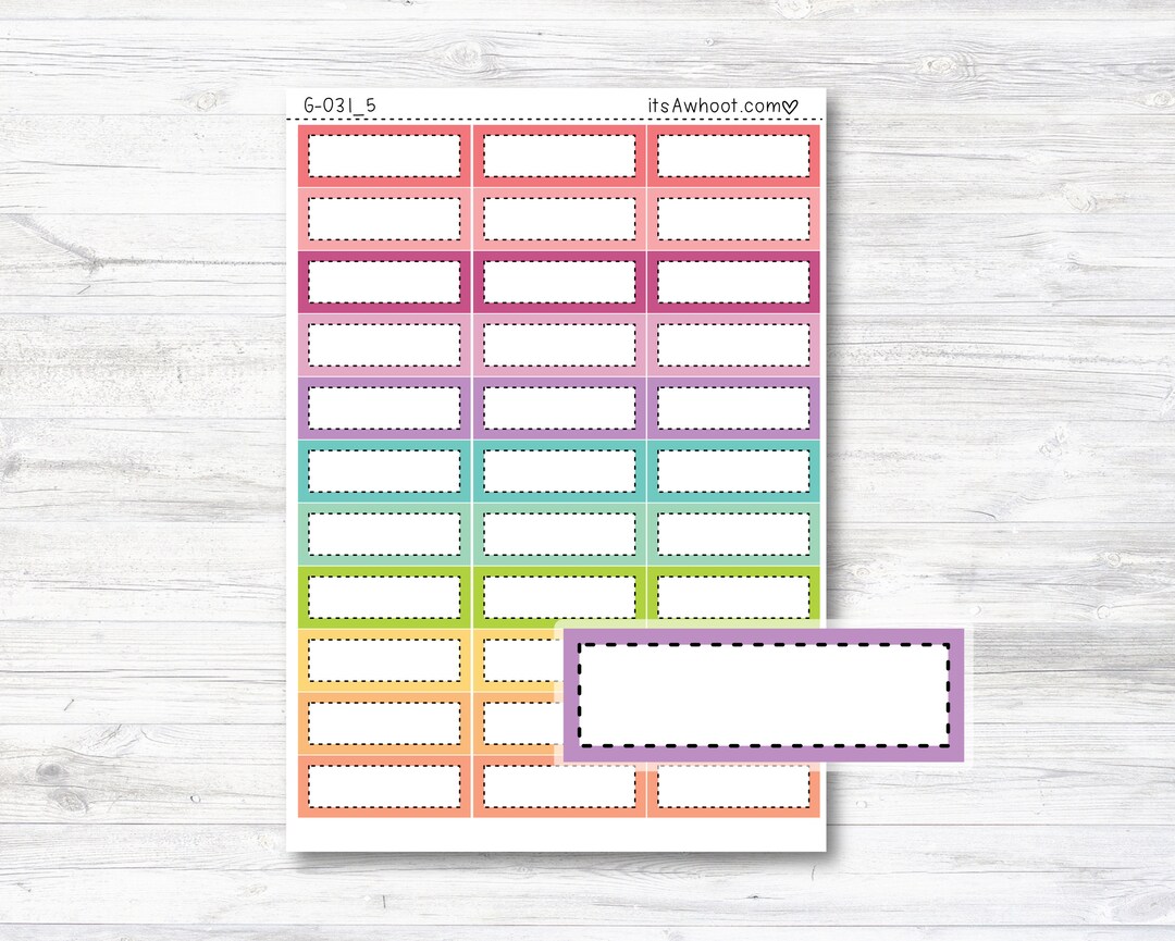 Label Planner Stickers - .5" Dash Box (G031_5) - Etsy