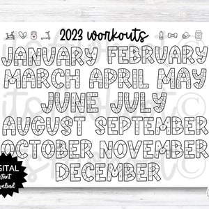 2023 Workouts Tracker Coloring Page Printable, Coloring Workout Calendar, Year Workout Tracking Coloring Sheet - PRINTABLE (N001_4)