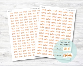 Orange Splat Stickers, Splat Script Planner Stickers (B018)