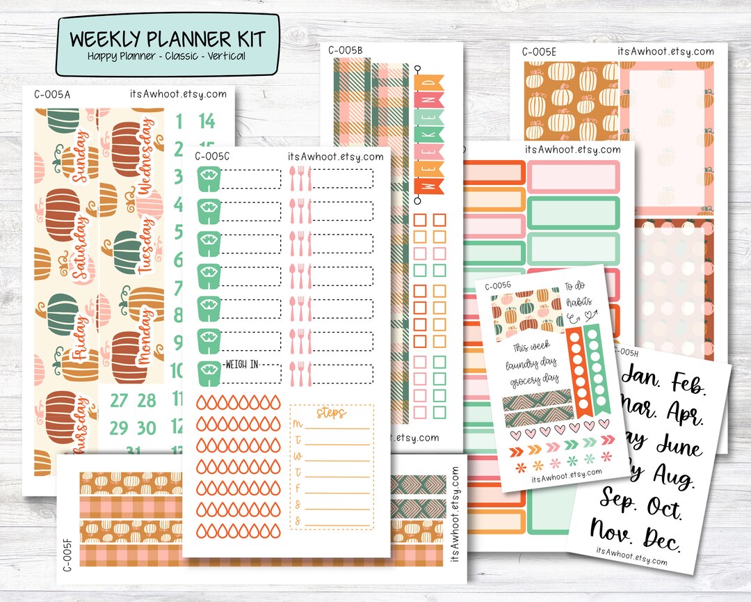 WEEKLY Kit Planner Stickers - "boho Fall" - Happy Planner CLASSIC ...