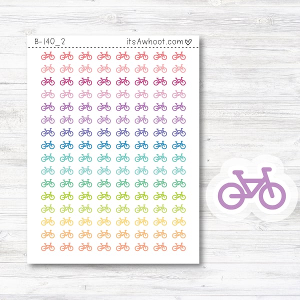 Biking Planner Stickers, Biking icon Stickers - Mini .25" Tall - SMALL DECO SHEET (B140_2)