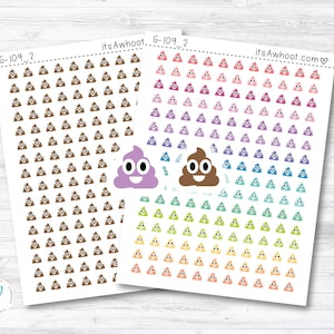 Poop Icon Sticker, Poop Planner Sticker, Poop Stickers - Mini .25&quot; Tall - SMALL DECO SHEET (G109_2)