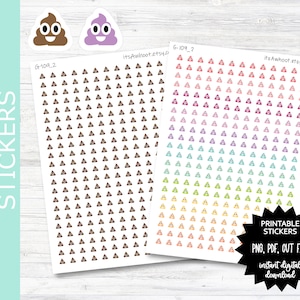 Poop Icon Sticker, Poop Planner Sticker - Mini .25&quot; Tall PRINT & CUT Planner Stickers (G109_2PC)