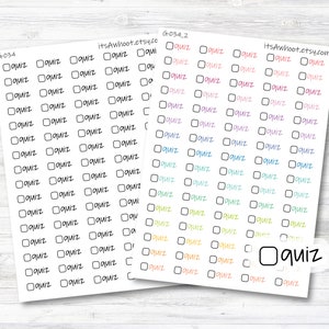 Quiz Script Stickers with Checkbox Planner Stickers (G034)