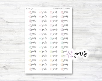 Goals Script Stickers, Goals Planner Stickers, Goals with Icon Stickers (B230_30)