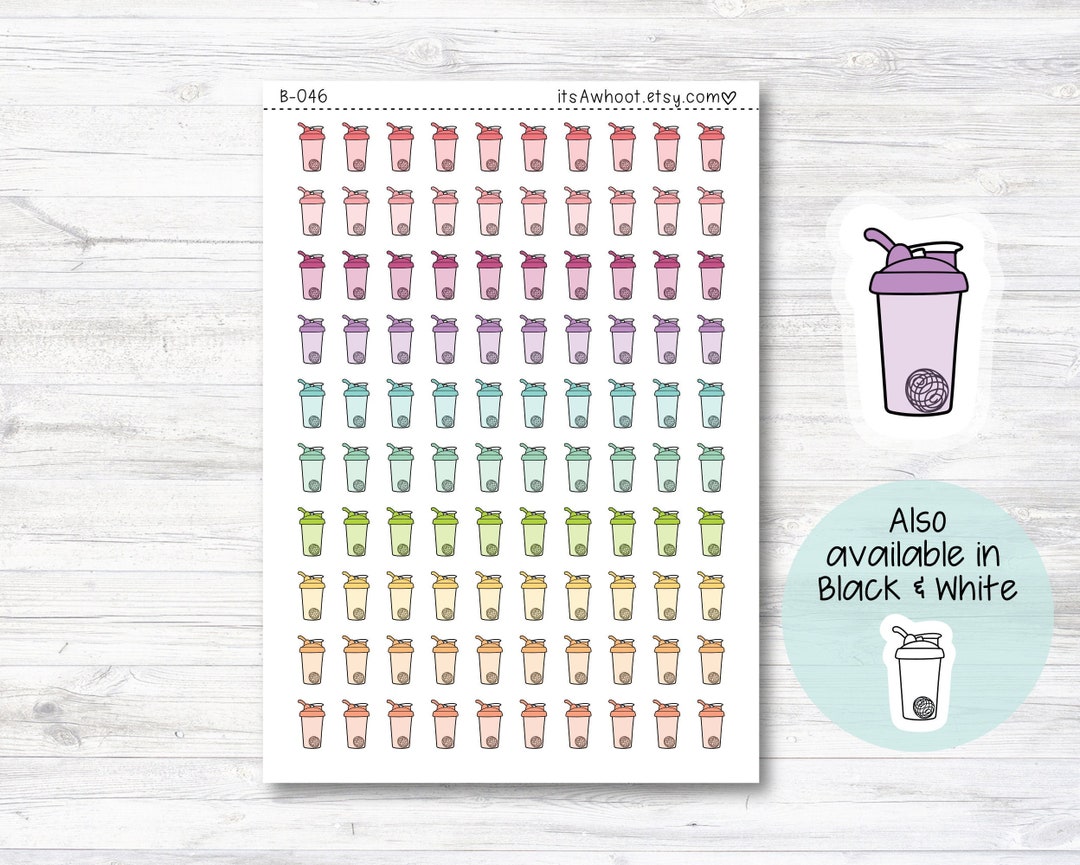 Shaker Bottle Planner Stickers, Blender Bottle Stickers, Doodle Bottle