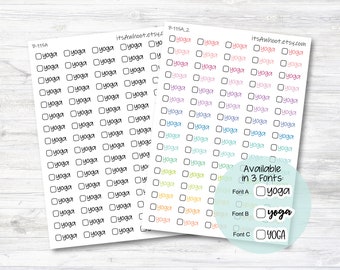 Yoga with Checkbox Script Stickers, Yoga Planner Stickers (B115)