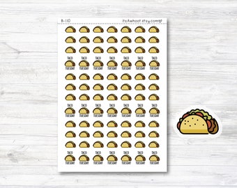 Stickers tacos, stickers pour agenda Tacos, Stickers tacos du mardi (B110)