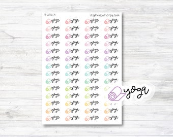 Yoga Script Stickers, Yoga Planner Stickers, Yoga with Icon Stickers (B230_4)