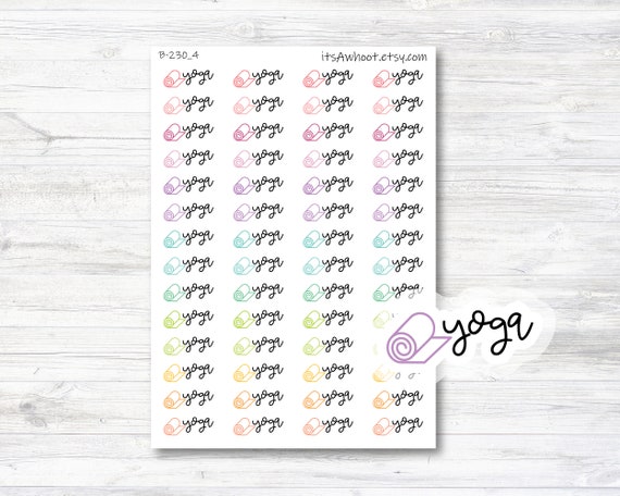 Yoga Script Stickers, Yoga Planner Stickers, Yoga with Icon Stickers (B230_4)