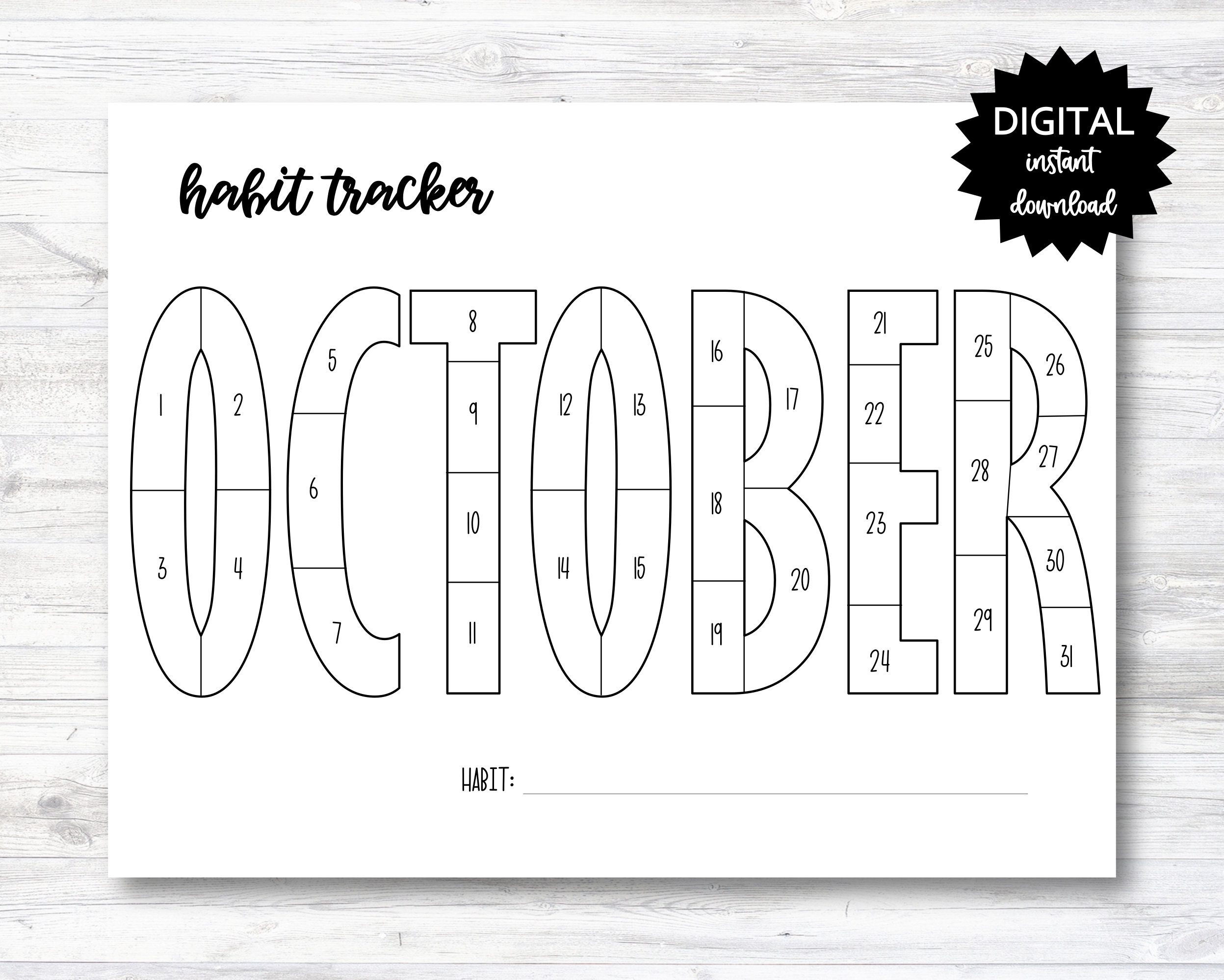 October Calender Tracker October Habit Tracker Coloring Sheet Printable, Month Habit Tracker ...